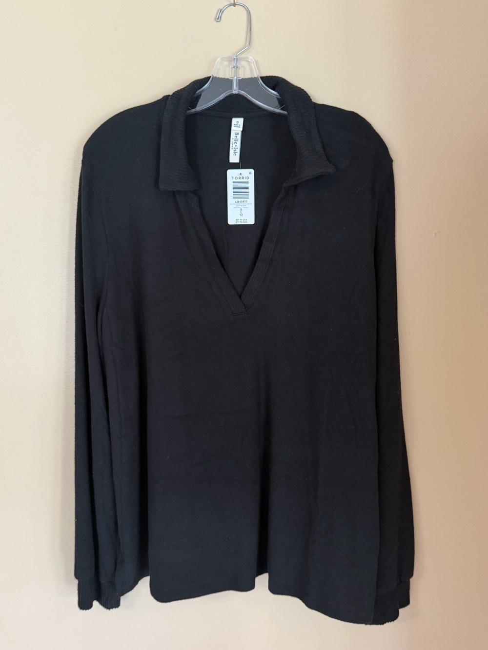 Torrid - Sz 0X Belle Isle Supersoft Black Pullover Collared Top